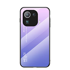 Silicone Frame Mirror Rainbow Gradient Case Cover for Xiaomi Mi 11 Pro 5G Clove Purple