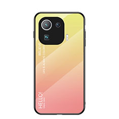 Silicone Frame Mirror Rainbow Gradient Case Cover for Xiaomi Mi 11 Pro 5G Orange