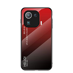 Silicone Frame Mirror Rainbow Gradient Case Cover for Xiaomi Mi 11 Pro 5G Red