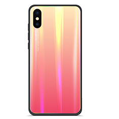 Silicone Frame Mirror Rainbow Gradient Case Cover for Xiaomi Mi 8 Pro Global Version Red