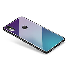 Silicone Frame Mirror Rainbow Gradient Case Cover for Xiaomi Mi 8 Purple