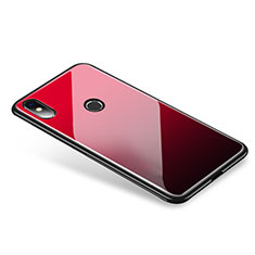 Silicone Frame Mirror Rainbow Gradient Case Cover for Xiaomi Mi 8 Red