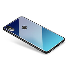 Silicone Frame Mirror Rainbow Gradient Case Cover for Xiaomi Mi 8 Sky Blue