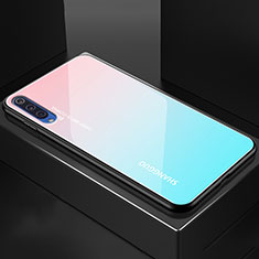 Silicone Frame Mirror Rainbow Gradient Case Cover for Xiaomi Mi 9 Lite Cyan