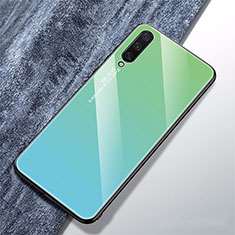 Silicone Frame Mirror Rainbow Gradient Case Cover for Xiaomi Mi A3 Cyan