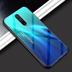 Silicone Frame Mirror Rainbow Gradient Case Cover for Xiaomi Poco X2 Cyan