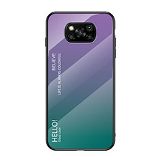 Silicone Frame Mirror Rainbow Gradient Case Cover for Xiaomi Poco X3 NFC Purple