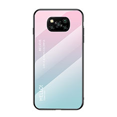 Silicone Frame Mirror Rainbow Gradient Case Cover for Xiaomi Poco X3 Pro Pink