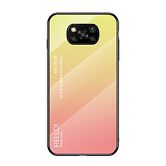 Silicone Frame Mirror Rainbow Gradient Case Cover for Xiaomi Poco X3 Yellow