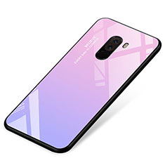 Silicone Frame Mirror Rainbow Gradient Case Cover for Xiaomi Pocophone F1 Pink