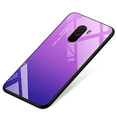 Silicone Frame Mirror Rainbow Gradient Case Cover for Xiaomi Pocophone F1 Purple