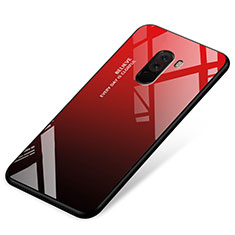 Silicone Frame Mirror Rainbow Gradient Case Cover for Xiaomi Pocophone F1 Red