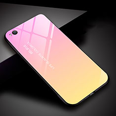 Silicone Frame Mirror Rainbow Gradient Case Cover for Xiaomi Redmi Go Pink