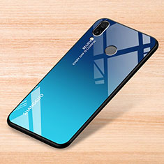 Silicone Frame Mirror Rainbow Gradient Case Cover for Xiaomi Redmi Note 7 Pro Blue