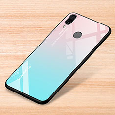 Silicone Frame Mirror Rainbow Gradient Case Cover for Xiaomi Redmi Note 7 Pro Sky Blue