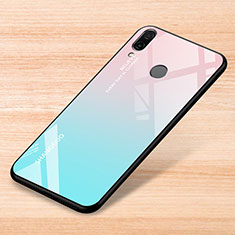 Silicone Frame Mirror Rainbow Gradient Case Cover for Xiaomi Redmi Note 7 Sky Blue