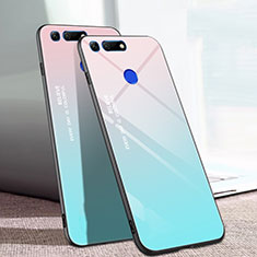 Silicone Frame Mirror Rainbow Gradient Case Cover H01 for Huawei Honor View 20 Cyan