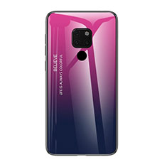Silicone Frame Mirror Rainbow Gradient Case Cover H01 for Huawei Mate 20 X 5G Hot Pink