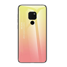 Silicone Frame Mirror Rainbow Gradient Case Cover H01 for Huawei Mate 20 X 5G Pink