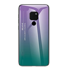 Silicone Frame Mirror Rainbow Gradient Case Cover H01 for Huawei Mate 20 X 5G Purple