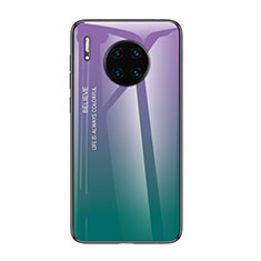 Silicone Frame Mirror Rainbow Gradient Case Cover H01 for Huawei Mate 30 Pro 5G Purple