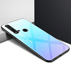 Silicone Frame Mirror Rainbow Gradient Case Cover H01 for Huawei Nova 5i Sky Blue