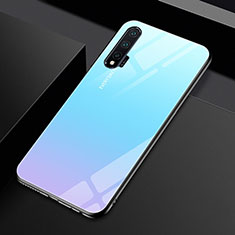 Silicone Frame Mirror Rainbow Gradient Case Cover H01 for Huawei Nova 6 Sky Blue
