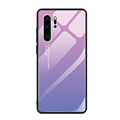 Silicone Frame Mirror Rainbow Gradient Case Cover H01 for Huawei P30 Pro New Edition Purple