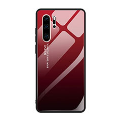 Silicone Frame Mirror Rainbow Gradient Case Cover H01 for Huawei P30 Pro New Edition Red