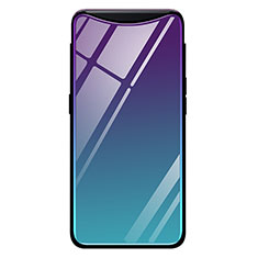 Silicone Frame Mirror Rainbow Gradient Case Cover H01 for Oppo Find X Blue