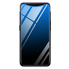 Silicone Frame Mirror Rainbow Gradient Case Cover H01 for Oppo Find X Super Flash Edition Blue and Black