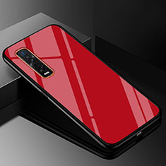 Silicone Frame Mirror Rainbow Gradient Case Cover H01 for Oppo Find X2 Pro Red