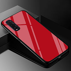 Silicone Frame Mirror Rainbow Gradient Case Cover H01 for Oppo Find X2 Red