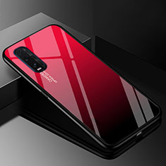 Silicone Frame Mirror Rainbow Gradient Case Cover H01 for Oppo Find X2 Red and Black