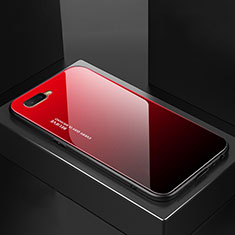 Silicone Frame Mirror Rainbow Gradient Case Cover H01 for Oppo K1 Red