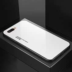 Silicone Frame Mirror Rainbow Gradient Case Cover H01 for Oppo K1 White
