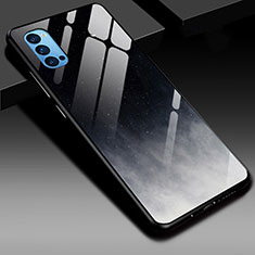 Silicone Frame Mirror Rainbow Gradient Case Cover H01 for Oppo Reno4 5G Dark Gray
