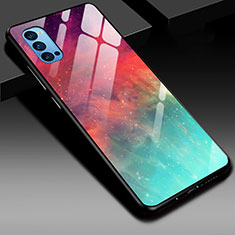 Silicone Frame Mirror Rainbow Gradient Case Cover H01 for Oppo Reno4 5G Mixed