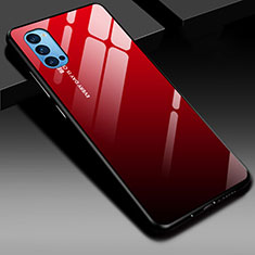 Silicone Frame Mirror Rainbow Gradient Case Cover H01 for Oppo Reno4 5G Red