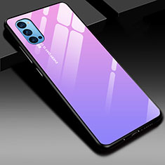 Silicone Frame Mirror Rainbow Gradient Case Cover H01 for Oppo Reno4 Pro 5G Purple