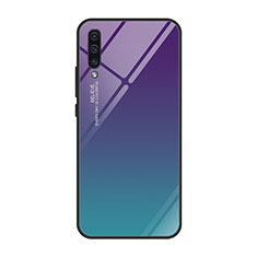 Silicone Frame Mirror Rainbow Gradient Case Cover H01 for Samsung Galaxy A70 Purple