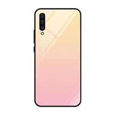 Silicone Frame Mirror Rainbow Gradient Case Cover H01 for Samsung Galaxy A70S Rose Gold