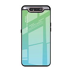 Silicone Frame Mirror Rainbow Gradient Case Cover H01 for Samsung Galaxy A90 4G Green