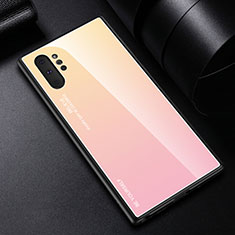 Silicone Frame Mirror Rainbow Gradient Case Cover H01 for Samsung Galaxy Note 10 Plus Pink