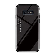 Silicone Frame Mirror Rainbow Gradient Case Cover H01 for Samsung Galaxy S10e Black