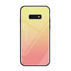 Silicone Frame Mirror Rainbow Gradient Case Cover H01 for Samsung Galaxy S10e Pink