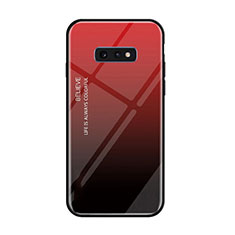 Silicone Frame Mirror Rainbow Gradient Case Cover H01 for Samsung Galaxy S10e Red