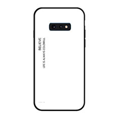 Silicone Frame Mirror Rainbow Gradient Case Cover H01 for Samsung Galaxy S10e White