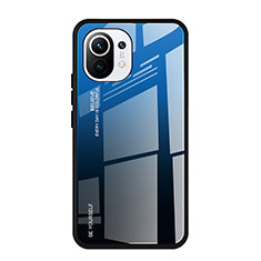 Silicone Frame Mirror Rainbow Gradient Case Cover H01 for Xiaomi Mi 11 Lite 4G Blue