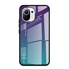 Silicone Frame Mirror Rainbow Gradient Case Cover H01 for Xiaomi Mi 11 Lite 4G Mixed